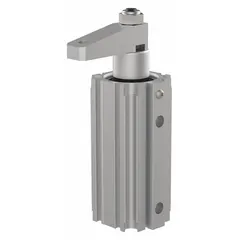 This extruded-body air-powered swing clamp from DE-STA-CO is designed for automated fixturing and workholding in machining, assembly, or welding operations. It features a left-hand (LH) swing action and a 1/8 in G air connection. The clamp provides a 76 lbf capacity, suitable for compact, high-cycle production environments.