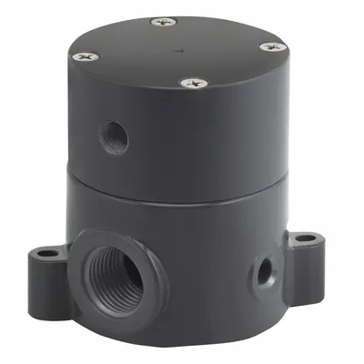 PLAST-O-MATIC Pneumatically Actuated Diaphragm Valve: 1/4 in, PVC, 3-Way, FNPT x FNPT - 3-Way, Plastic Pneumatically-Actuated Diaphragm Valves