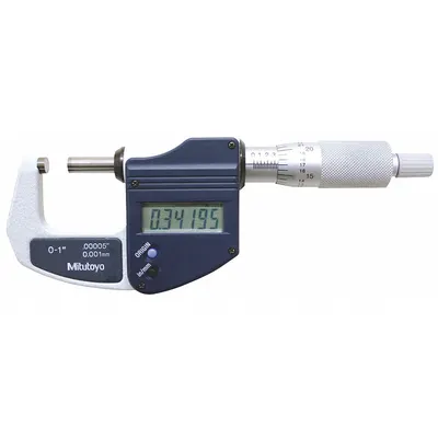 MITUTOYO Digital Outside Micrometer, 0-1 in / 0-25.4 mm, Inch/Metric, IP65 - Micrometers without SPC Output
