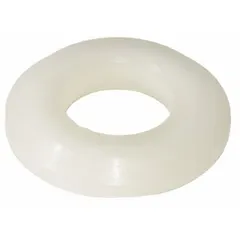 This valve seat is made of polypropylene and is designed for use with 1-inch pumps. It provides a sealing surface to prevent backflow in fluid handling systems. Commonly used in industrial pumping applications where chemical resistance is required.