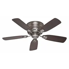 Decorative office ceiling fan with 42-inch blade diameter, Dark Walnut/Chestnut finish, and galvanized material construction. Features three speeds and a low-profile design suitable for spaces with limited ceiling height. No light kit included.