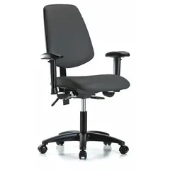 Vinyl Lab Chair with Arms, Height Range 19-24 in, Nylon Base