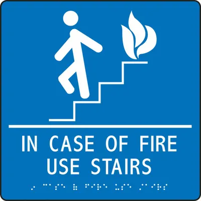 ACCUFORM ADA Braille In Case Of Fire Do Not Use Elevators Use Stairs Sign - ADA Braille In Case Of Fire Do Not Use Elevators Use Stairs Signs