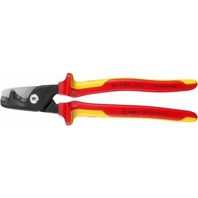 KNIPEX StepCut XL Cable Shear: Plastic Handle, Straight, 9 in Overall Lg - Electrical & Data Cable Cutters