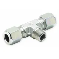 PARKER Compression Tee Fitting: 5/8 in OD x 5/8 in OD x 1/2 in Pipe Size, 1/2"-14 Thread Size, Steel (MPN 10 SBU-S)