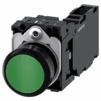 SIEMENS Flush Push Button Operator: Non-Illuminated, Flush Profile, Non-Metallic, 22 mm, 1NO/1NC (MPN 3SU1100-0AB40-1FA0)