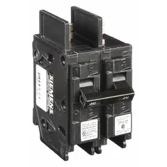 This 2-pole miniature circuit breaker is rated 30 A at 120/240V AC with a high interrupting capacity. Designed for bolt-on installation in panelboards, it provides overcurrent protection in single-phase electrical distribution systems.
