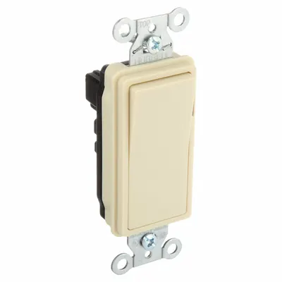HUBBELL Wall Switch: Rocker Switch, Single Pole, Maintained, Ivory, 120/277V AC - Rocker Wall Switches