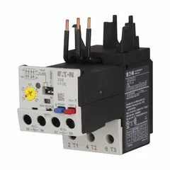 IEC electronic overload relay for motor protection against overcurrent, phase loss, and phase imbalance. Features 3 poles, 1NO/1NC auxiliary contacts, and phase loss sensitivity. Frame Size C, compatible with EATON XT Mini Contactors of same frame size. No thermal units required.