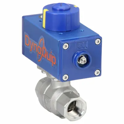 DYNAQUIP CONTROLS Pneumatically Actuated Two-Way Ball Valve: 1/2 in, Stainless Steel - Stainless Steel Pneumatically-Actuated Ball Valves