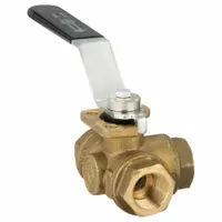 BONOMI Manual Three-Way Ball Valve: 1/2 in, Brass, T Flow, FNPT x FNPT x FNPT, Std Port Ball Port (MPN 355N-1/2")