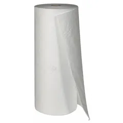 This polypropylene sorbent roll is designed for general-purpose absorption of oils, coolants, solvents, and water-based fluids. It is commonly used to contain and clean up spills, leaks, and drips on floors and work surfaces in industrial maintenance and manufacturing environments. The roll measures 150 ft long by 30 in wide.