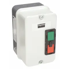 This NEMA 4-rated enclosure provides protective housing for motor starter components. Designed for use with Dayton IEC contactors, it safeguards against dust, water, and corrosion in industrial environments.