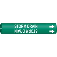 Pipe Marker: Storm Drain, Green, White, Fits 1 1/2 to 2 3/8 in Pipe O.D., 1 Pipe Markers (MPN 4132-B)