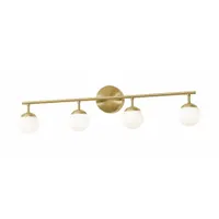 Pearl 4 Light LED Vanity: Satin Brass, 1,565 lm_1,800 lm, 3000K, 21 W, 120V AC, Dimmable, 32 in Lg (MPN PRLV3208L30D1SB)