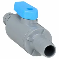 This manual two-way ball valve is made of PVC with barb x barb connections for use with flexible tubing. It features a straight body and full port ball port for unrestricted flow. Suitable for on/off flow control in low-pressure water, chemical, or air lines where corrosion resistance is required