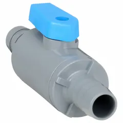 This manual two-way ball valve is made of PVC with barb x barb connections for use with flexible tubing. It features a straight body and full port ball port for unrestricted flow. Suitable for on/off flow control in low-pressure water, chemical, or air lines where corrosion resistance is required.