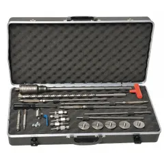 This stainless steel soil probe kit is designed for sub-slab soil gas sampling in environmental monitoring. It features a Swagelok® connection with 1/4 in size and includes removal tools for installation and retrieval.