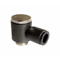This LEGRIS tube fitting is a metric x push-to-connect adapter in black, made from nylon and nickel-plated brass. It connects 5 mm pipe to 4 mm OD tubing. Used in pneumatic systems for reliable, leak-free connections