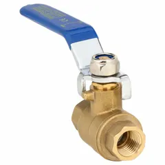 This straight brass ball valve features a full port ball port for minimal flow restriction. With FNPT x FNPT connections and a lever handle, it is suited for manual on/off control in plumbing and industrial piping systems handling water, oil, or gas.