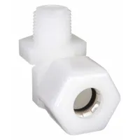 PARKER Compression Fitting Elbow: 3/8 in OD x 1/4 in Pipe Size, Compression x MNPTF, Nylon (MPN N6ME4)