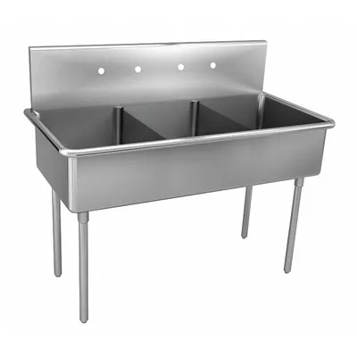 JUST MANUFACTURING Scullery Sink: 3 Bowls, 44 in Overall Ht, 57 in Overall Lg - Three-Bowl Freestanding Kitchen & Bar Sinks without Faucets