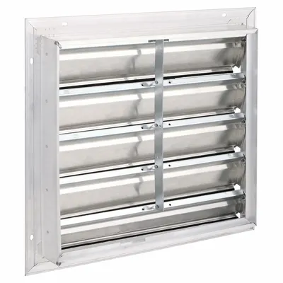 Dayton 21"H-W 5 1/4"L Aluminum Backdraft Damper: For 18 in Fan, Single Panel, 21 in H - Wall-Mount Backdraft Dampers