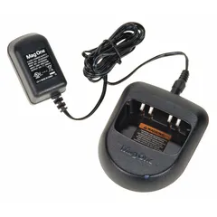 Single unit charger for Motorola BPR series radios. Charges one radio at a time. Operates on 120 V AC input. Suitable for industrial environments requiring reliable radio communication.