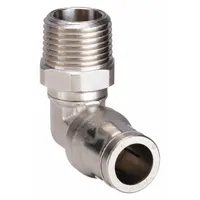 LEGRIS Push-Fit Elbow Fitting: 3/8 in OD x 3/8 in Pipe Size, Push-to-Connect x MNPT, Brass, Silver (MPN 3609 60 18)