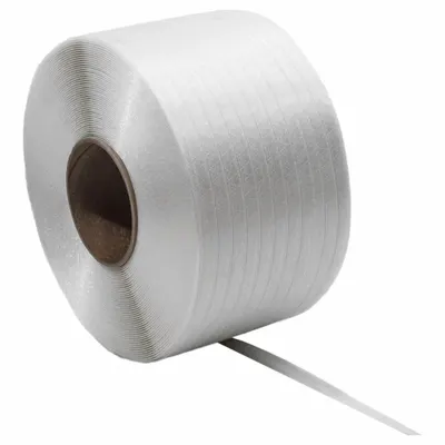 OEM APPROVED VENDOR Woven Poly Cord Strapping, White, 3000 ft x 4 in Core