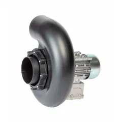 This direct-drive blower is designed for hazardous locations and corrosive environments. It delivers 275 cfm at 1/3 hp, operates on 115/230V AC single-phase, and features a totally enclosed motor housing. Rotation is CCW, and the unit includes a drive pack. Typical applications include ventilation of fume-laden or corrosive air in industrial settings.