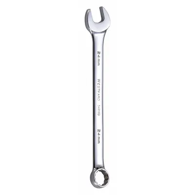 WESTWARD Combination Wrench: Alloy Steel, Chrome, 24 mm Head Size, 12 1/4 in Overall Lg - Metric 12-Point Combination Wrenches
