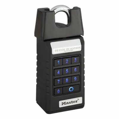 MASTER LOCK Bluetooth Padlock: Black, Covered Shackle - Covered Shackle Bluetooth Padlocks
