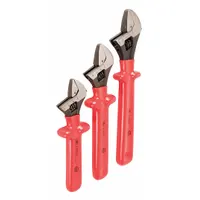 WIHA Adjustable Wrench Set: Alloy Steel, Natural, Insulated Grip, 8 in to 12 in (MPN 76290)
