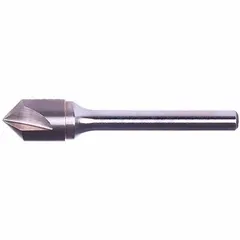 General purpose three-flute countersink with a 90° included angle and 1 in body diameter. Constructed from TiN-coated carbide for reduced friction and extended tool life. Designed for creating conical recesses for flat-head screws in metal, plastic, or wood.