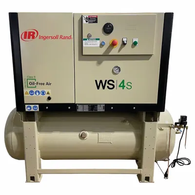 INGERSOLL RAND Scroll Compressor: 5 hp, Horizontal Air Tank, 80 gal, 15 cfm, 145 psig - Horizontal Tank Oil-Free Scroll Electric Air Compressors