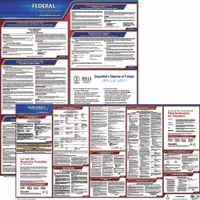 This poster set displays required federal and New Jersey state labor law notices in Spanish. Made of plastic, it measures 26 inches by 20 inches. Suitable for workplace posting to meet regulatory requirements