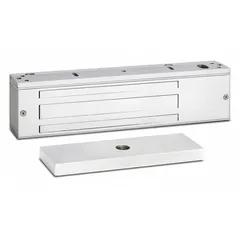 This single-door magnetic lock from SECURITY DOOR's 1580 series features a steel construction and instantaneous release delay. It is used in access-control systems for interior or exterior doors in commercial, industrial, and institutional facilities.