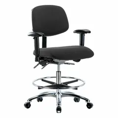 Fabric ESD Task Chair with Arms, Aluminum Base, Height Range 21 1/2" to 29"