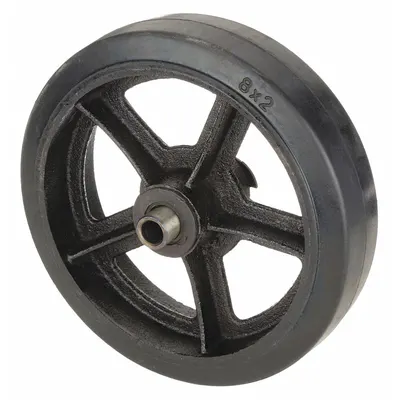 Dayton Wheel: 8 in Overall Ht, 8 in H x 2 1/4 in W, 8 in Overall Lg, Metal/Rubber - Hand Truck Wheels, Bearings, Brakes & Axles
