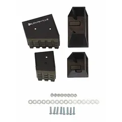 Black replacement shoe for stepladders, compatible with FS1400HD series. Includes hardware for installation. Used to replace worn or damaged ladder feet to maintain stability and safety.