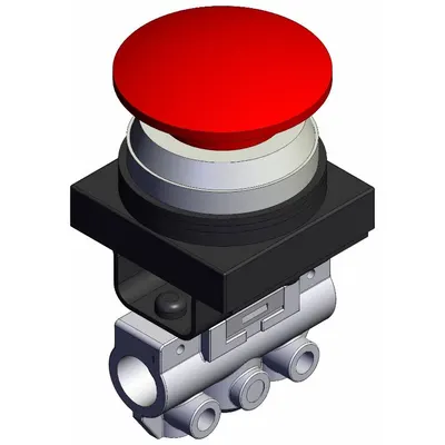 SMC Shuttle Valve: VM100 Series, Mushroom Button Actuator, 3 Ports, 1/8 in NPT - VM Series Manual Air Control Valves