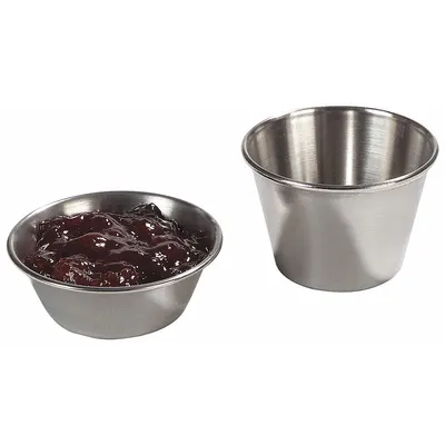CARLISLE Sauce Cup: 2.5 oz Capacity, Stainless Steel, NSF Certified, Silver - Sauce Cups