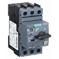 Non-reversing manual motor starter with integrated thermal overload protection. Rated 1.6 A, 690V AC, 3 poles, S00 frame width. Operated via selector switch; no separate thermal overload relay required. Suitable for motor protection in industrial applications such as pumps, conveyors, and machine tools.