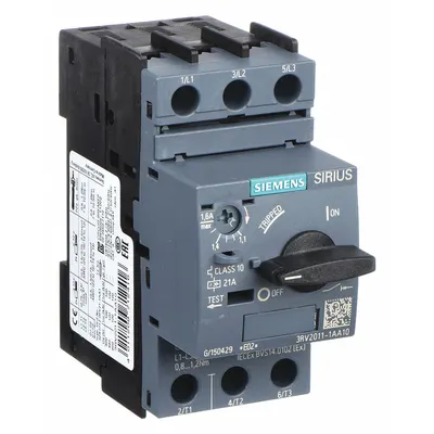 Siemens Manual Motor Starter: Non-Reversing, 3 Poles, 1.6 A, Thermal Protection - Non-Reversing Starters with Thermal Overloads