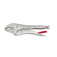 Curved-jaw locking pliers with a 7 in overall length and 1-5/8 in max jaw opening. Standard cushion grip sized for 6-8 in hands. Used for clamping, gripping, and turning fasteners in maintenance, fabrication, and repair tasks