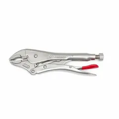 Curved-jaw locking pliers with a 7 in overall length and 1-5/8 in max jaw opening. Standard cushion grip sized for 6-8 in hands. Used for clamping, gripping, and turning fasteners in maintenance, fabrication, and repair tasks.