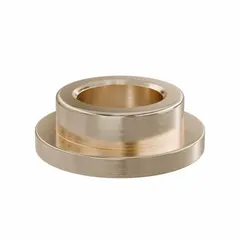 This lubricated general purpose metallic flanged sleeve bearing is made from SAE 841 bronze. It has a 12 mm bore, 18 mm outer diameter, and 8 mm length, with an operating temperature range of -35°F to 300°F. The flanged design aids in axial location. Suitable for rotating or sliding applications such as conveyors, pumps, and light machinery.