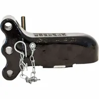 This V-type adjustable coupler is made of cast steel with a powder-coated, corrosion-resistant finish. It has a gross towing weight capacity of 25,000 lb and weighs 16.22 lb. Used for heavy-duty towing applications such as connecting trailers to tow vehicles in industrial, construction, and agricultural settings