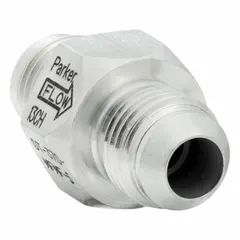 Steel-bodied check valve with JIC 37° Flare connections on inlet and outlet. Allows flow in one direction and prevents backflow in hydraulic systems. Rated for 3,500 psi and 15 gpm with 7/8-inch connection size.